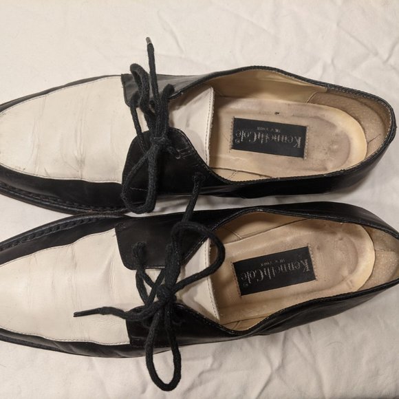 SOLD- Vintage Black & White Leather Loafers - Picture 13 of 14